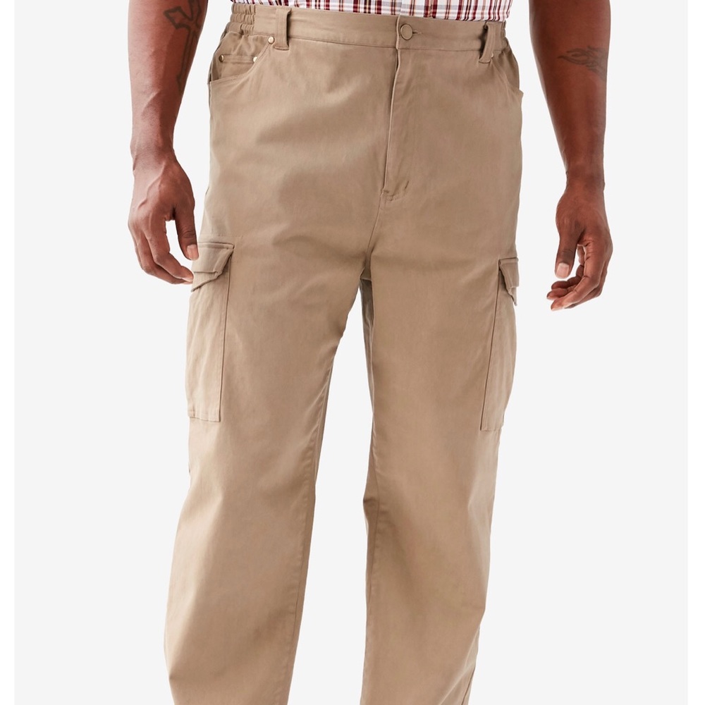 NWT King Size Khaki Elastic Side Cargo Pants